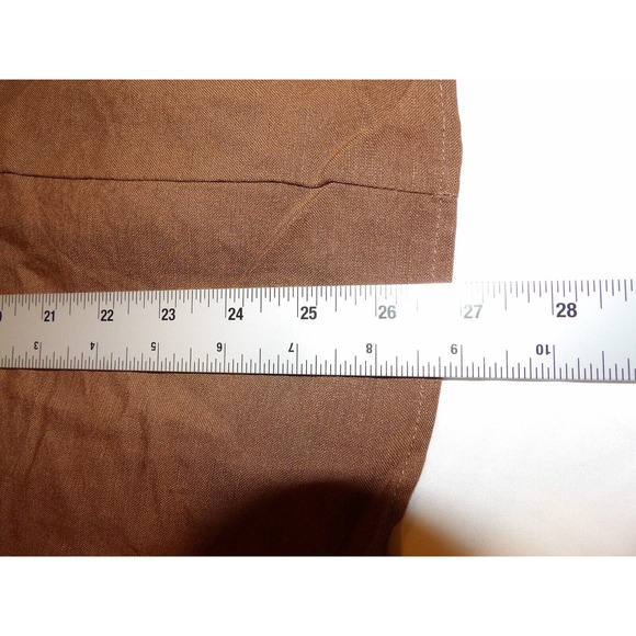 Maggie Barnes 3X 26/28 Shirt Blouse Top Linen Brown Button Up Casual Embroidered - Picture 9 of 11